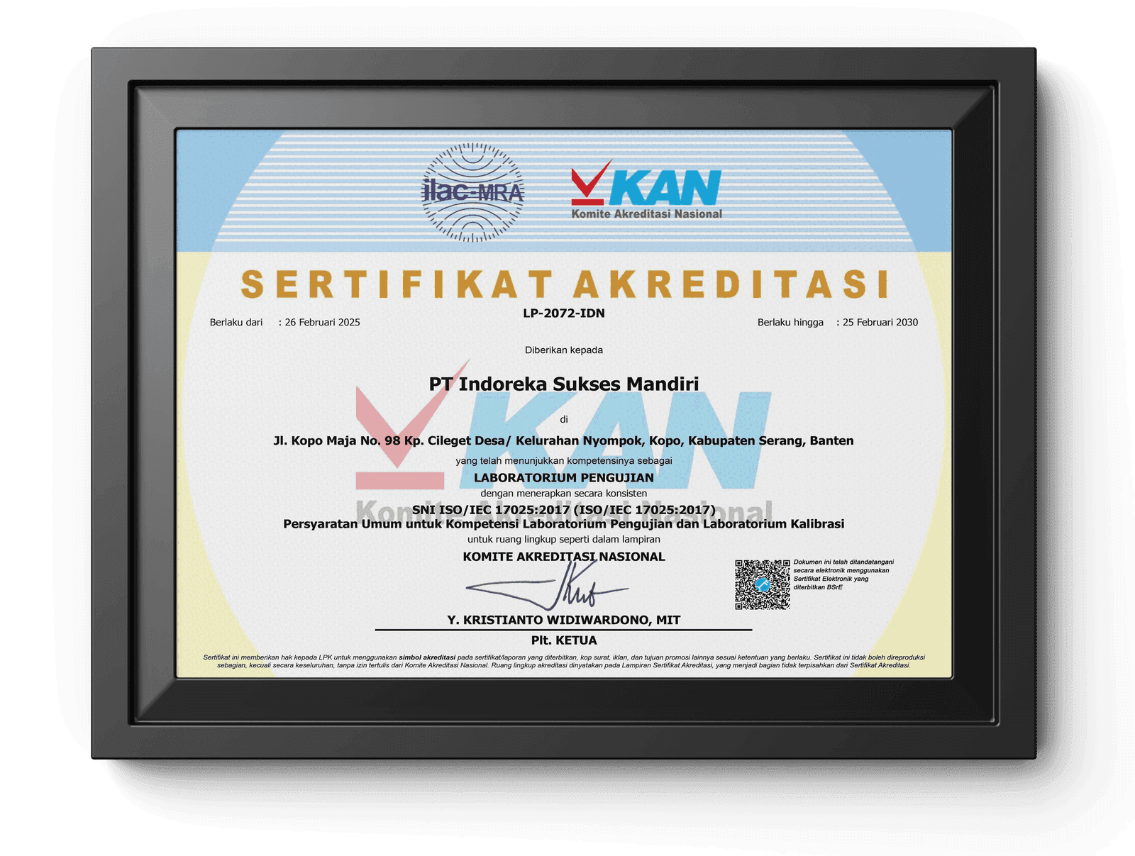 Sertifikat Akreditasi Cable Lab